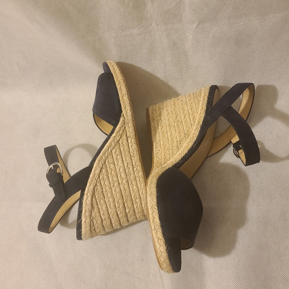 Prada Women's Suede Espadrille Wedge Sandals in Blue Suede - Picture 3 of 8